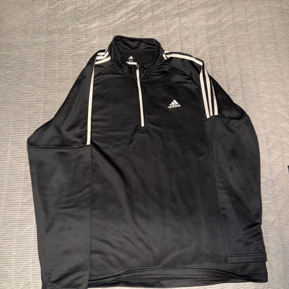 Adidas Black and White Half-Zip Top